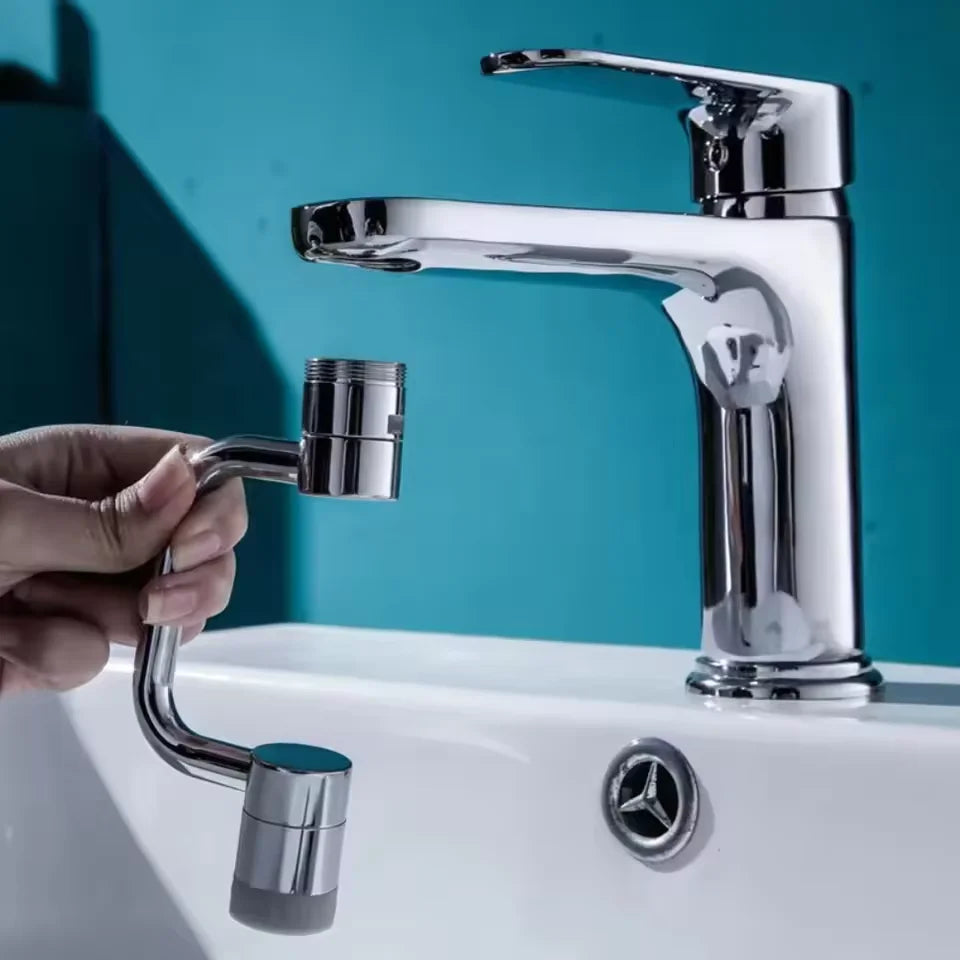 1pc 1080° Swivel Faucet Extender Universal Splashproof Dual Spray Modes Rust-proof Bathroom Sink Accessories with Adapter