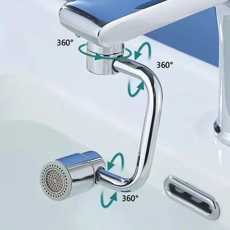 1pc 1080° Swivel Faucet Extender Universal Splashproof Dual Spray Modes Rust-proof Bathroom Sink Accessories with Adapter