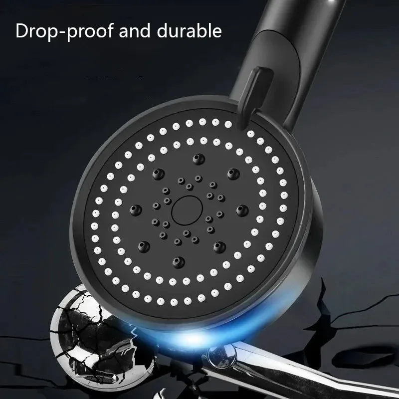 High Pressure Shower Head 5 Modes Adjustable Showerheads Bathroom Accessories with Hose Water Saving One-Key Stop Spray Nozzle