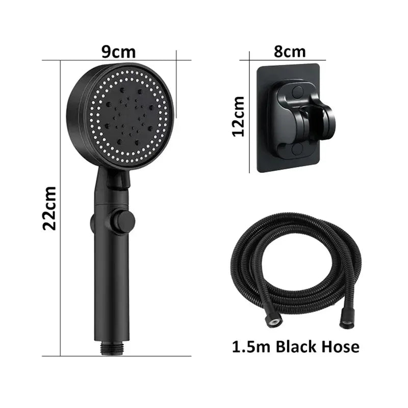 High Pressure Shower Head 5 Modes Adjustable Showerheads Bathroom Accessories with Hose Water Saving One-Key Stop Spray Nozzle