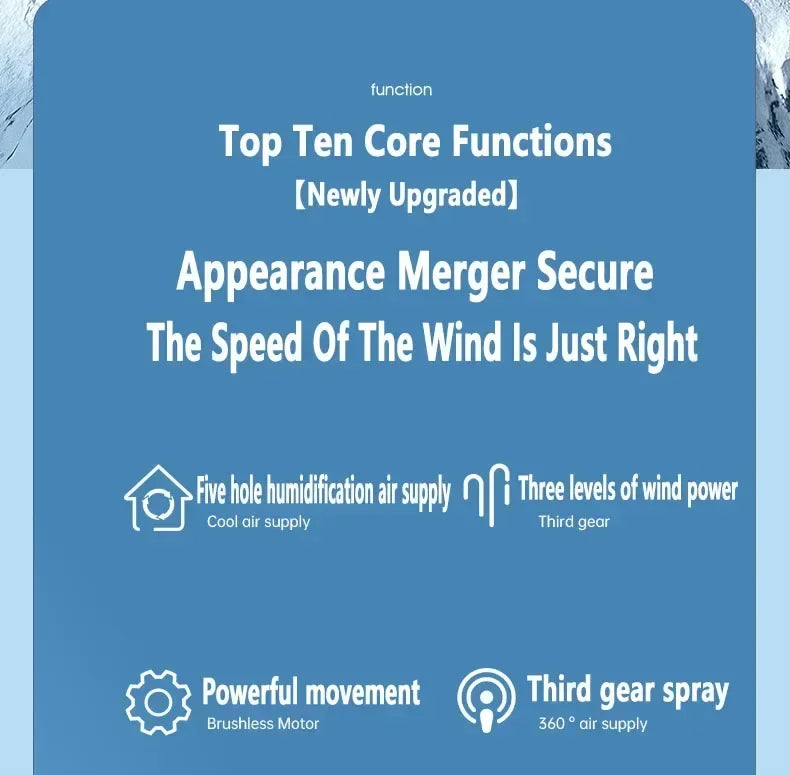Portable humidifier fan three in one, mini USB air conditioning fan, LED night light, water mist, home fun air cooler humidifier