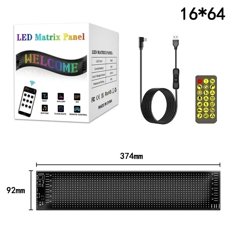 Programmable led sign LED Matrix Pixel Panel Display Screen Flexible RGB Car Scrolling Text Animation Shop Reminder Light