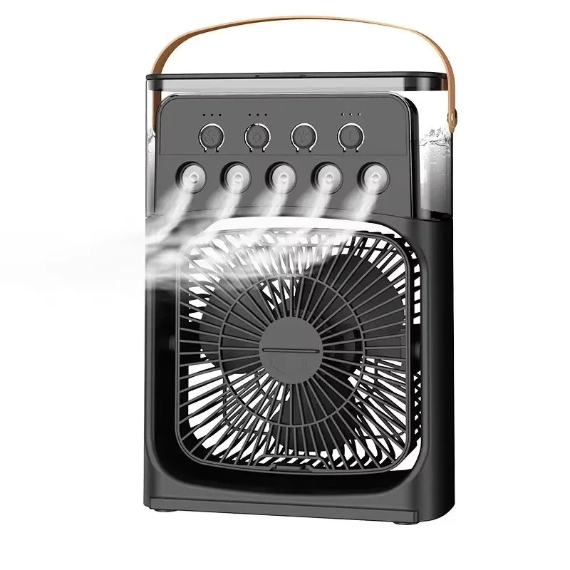 Portable humidifier fan three in one, mini USB air conditioning fan, LED night light, water mist, home fun air cooler humidifier