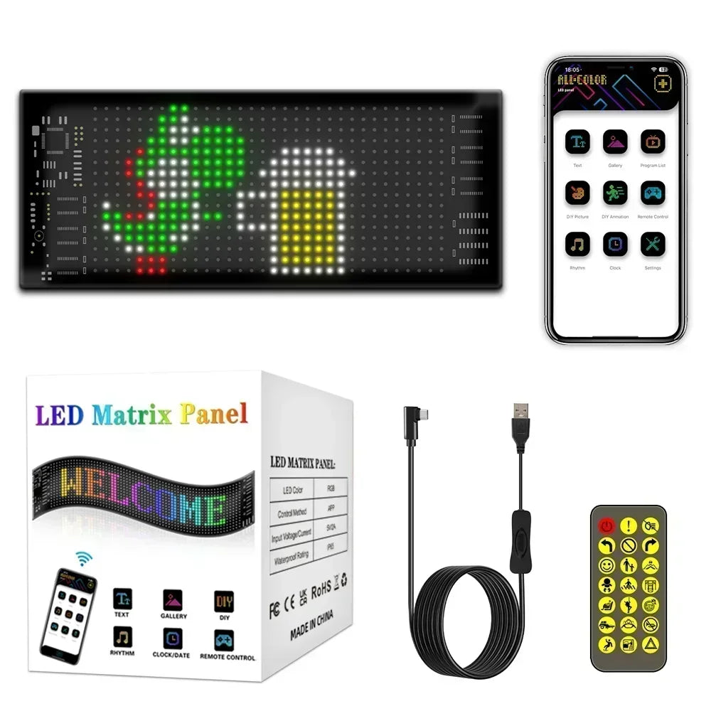 Programmable led sign LED Matrix Pixel Panel Display Screen Flexible RGB Car Scrolling Text Animation Shop Reminder Light