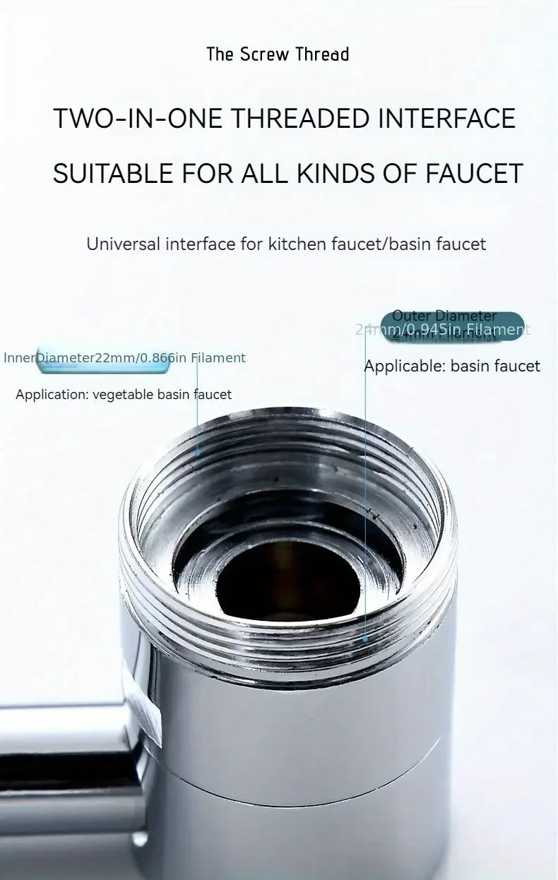 1pc 1080° Swivel Faucet Extender Universal Splashproof Dual Spray Modes Rust-proof Bathroom Sink Accessories with Adapter