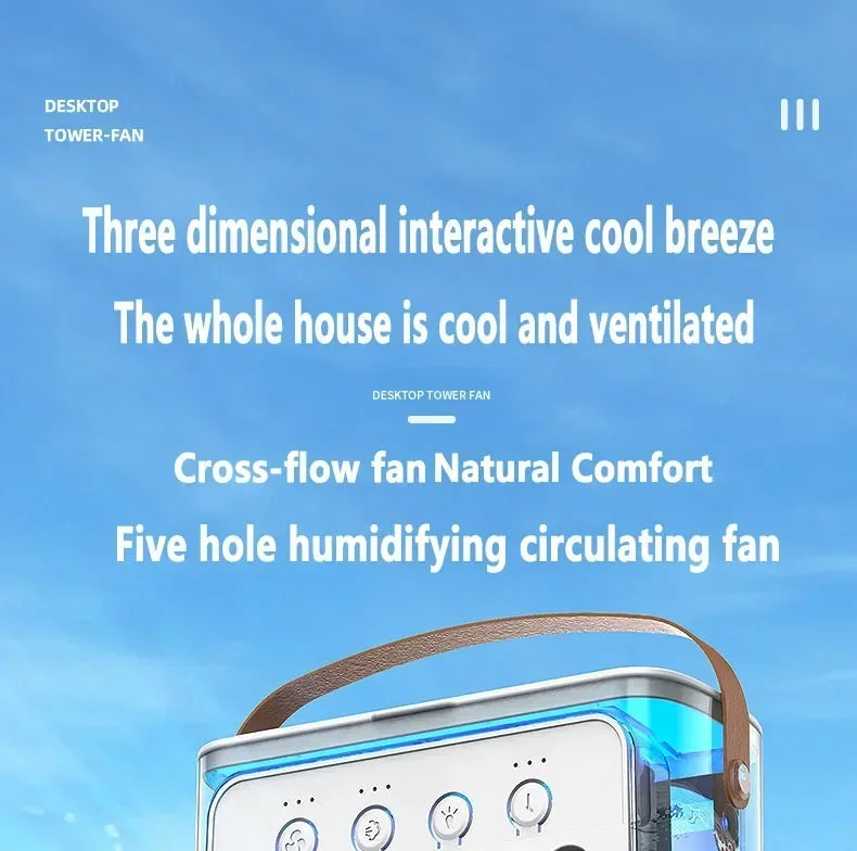Portable humidifier fan three in one, mini USB air conditioning fan, LED night light, water mist, home fun air cooler humidifier