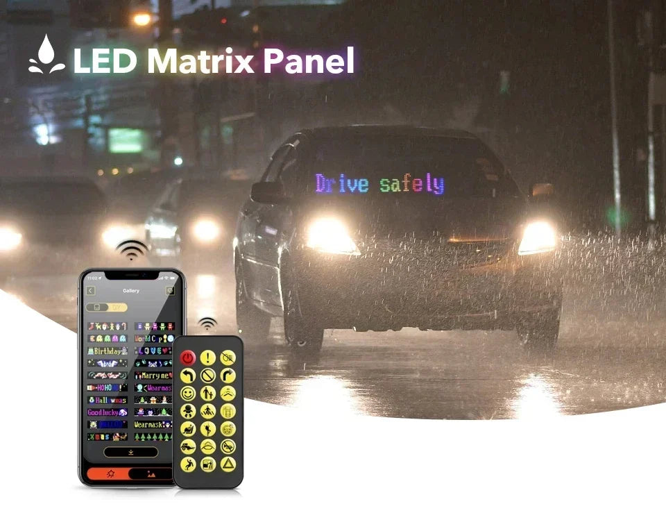 Programmable led sign LED Matrix Pixel Panel Display Screen Flexible RGB Car Scrolling Text Animation Shop Reminder Light