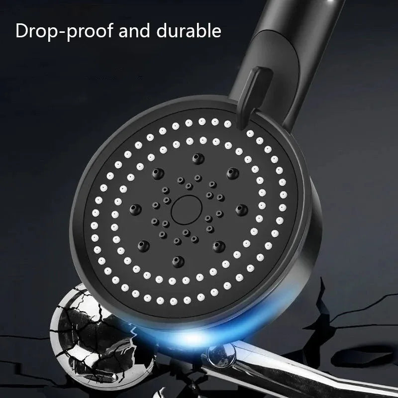 High Pressure Shower Head 5 Modes Adjustable Showerheads Bathroom Accessories with Hose Water Saving One-Key Stop Spray Nozzle