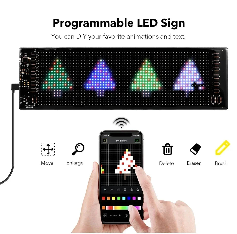 Programmable led sign LED Matrix Pixel Panel Display Screen Flexible RGB Car Scrolling Text Animation Shop Reminder Light