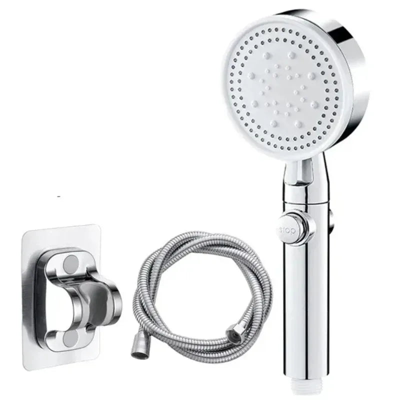 High Pressure Shower Head 5 Modes Adjustable Showerheads Bathroom Accessories with Hose Water Saving One-Key Stop Spray Nozzle