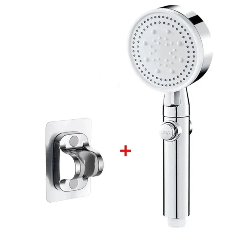 High Pressure Shower Head 5 Modes Adjustable Showerheads Bathroom Accessories with Hose Water Saving One-Key Stop Spray Nozzle