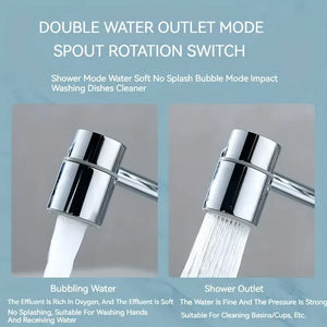 1pc 1080° Swivel Faucet Extender Universal Splashproof Dual Spray Modes Rust-proof Bathroom Sink Accessories with Adapter