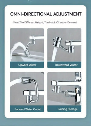 1pc 1080° Swivel Faucet Extender Universal Splashproof Dual Spray Modes Rust-proof Bathroom Sink Accessories with Adapter