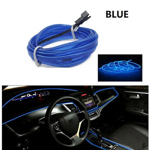 Car Interior Decorative Lamps Strips 1M 2M 3M 5M Atmosphere Lamp Cold Light Decorative Dashboard Console Auto LED Ambient Lights