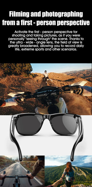 AI Smart Camera Glasses 100MP 260mAh Long-lasting Battery Voice Assistant Control Music Calling Sport Smart Glasses