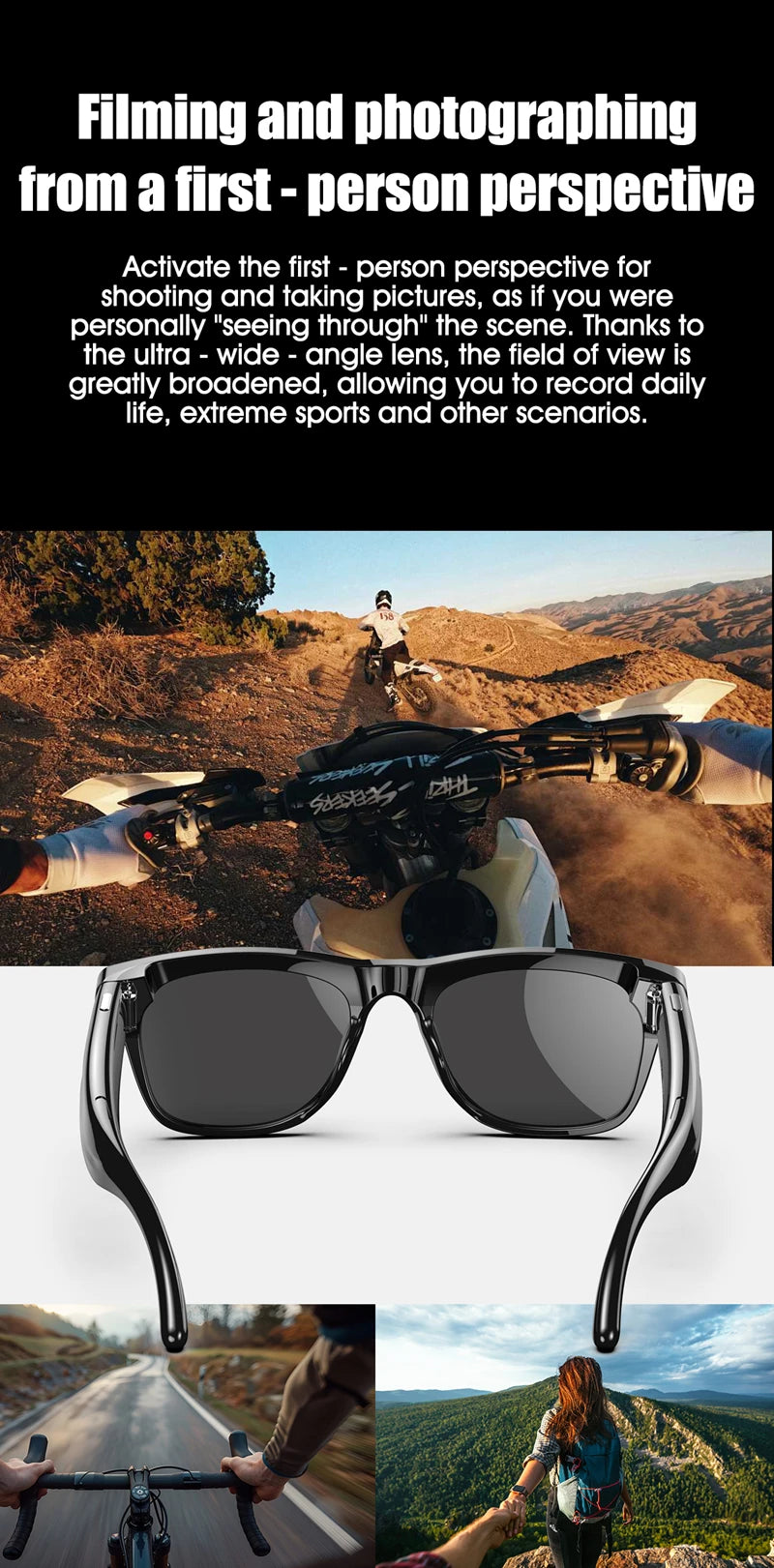 AI Smart Camera Glasses 100MP 260mAh Long-lasting Battery Voice Assistant Control Music Calling Sport Smart Glasses