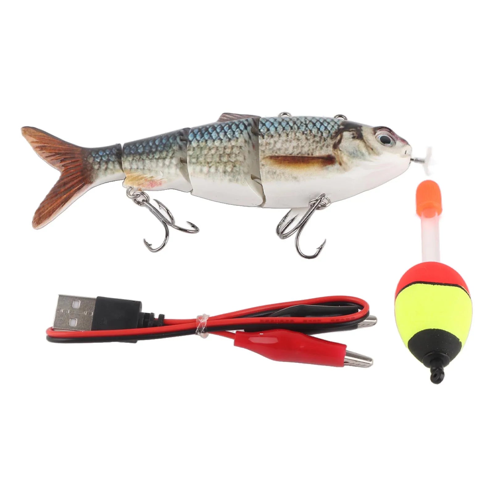 Robotic Swimming Lure Multi Jointed Rechargeable Electric Fishing Lure with Green LED Light Multi Jointed Fishing Lure