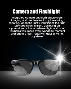 AI Smart Camera Glasses 100MP 260mAh Long-lasting Battery Voice Assistant Control Music Calling Sport Smart Glasses