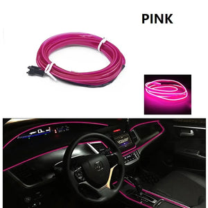 Car Interior Decorative Lamps Strips 1M 2M 3M 5M Atmosphere Lamp Cold Light Decorative Dashboard Console Auto LED Ambient Lights