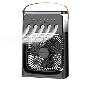 Portable humidifier fan three in one, mini USB air conditioning fan, LED night light, water mist, home fun air cooler humidifier