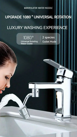 1pc 1080° Swivel Faucet Extender Universal Splashproof Dual Spray Modes Rust-proof Bathroom Sink Accessories with Adapter