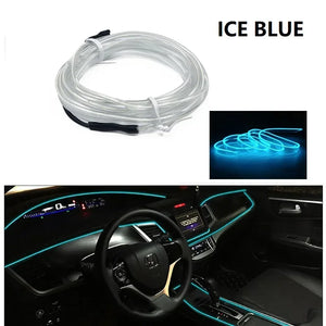 Car Interior Decorative Lamps Strips 1M 2M 3M 5M Atmosphere Lamp Cold Light Decorative Dashboard Console Auto LED Ambient Lights