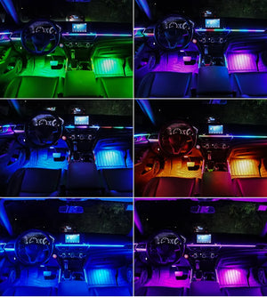 10/14/18 in 1 Led Car Ambient Lights 213 64 Color RGB Symphony Streamer Bluetooth Rainbow Acrylic Strips Atmosphere Lamp Kit 12V