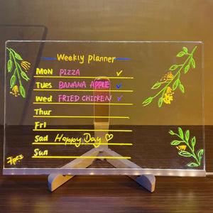 LED Note Board With Night Light Colorful 7 Pens DIY Acrylic Message Board Children‘s Drawing Board For Kids Birthday Gift