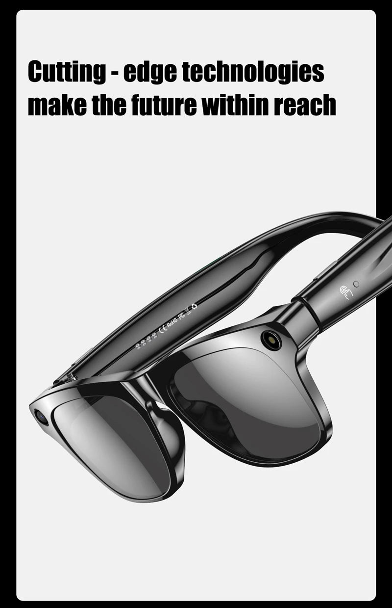 AI Smart Camera Glasses 100MP 260mAh Long-lasting Battery Voice Assistant Control Music Calling Sport Smart Glasses