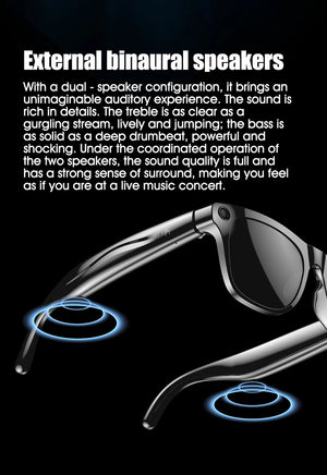 AI Smart Camera Glasses 100MP 260mAh Long-lasting Battery Voice Assistant Control Music Calling Sport Smart Glasses
