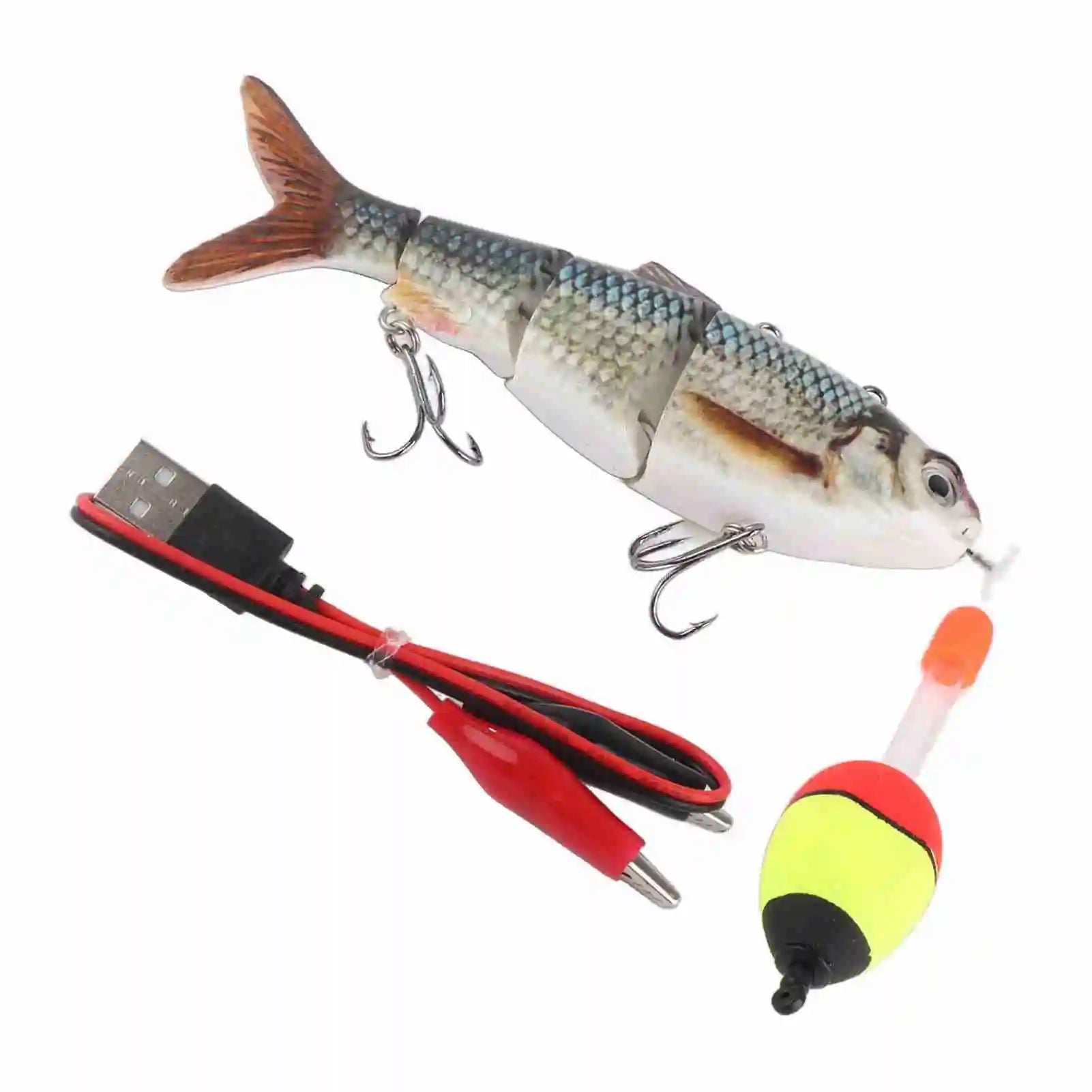 Robotic Swimming Lure Multi Jointed Rechargeable Electric Fishing Lure with Green LED Light Multi Jointed Fishing Lure