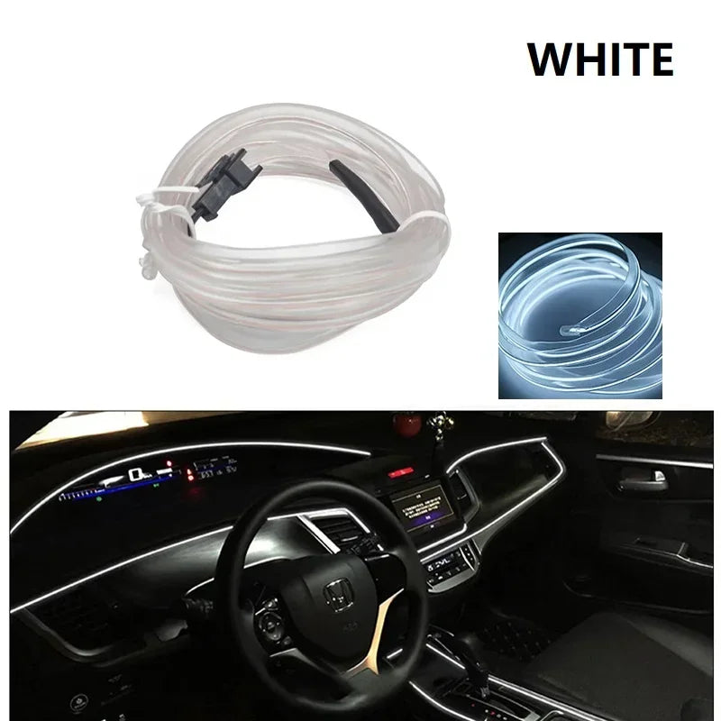 Car Interior Decorative Lamps Strips 1M 2M 3M 5M Atmosphere Lamp Cold Light Decorative Dashboard Console Auto LED Ambient Lights