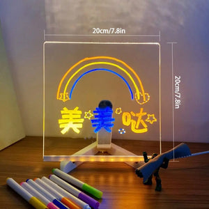LED Note Board With Night Light Colorful 7 Pens DIY Acrylic Message Board Children‘s Drawing Board For Kids Birthday Gift