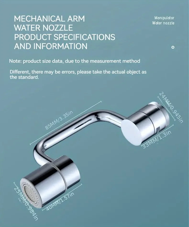 1pc 1080° Swivel Faucet Extender Universal Splashproof Dual Spray Modes Rust-proof Bathroom Sink Accessories with Adapter