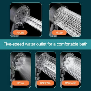 High Pressure Shower Head 5 Modes Adjustable Showerheads Bathroom Accessories with Hose Water Saving One-Key Stop Spray Nozzle