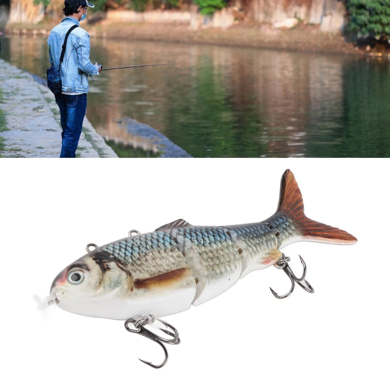 Robotic Swimming Lure Multi Jointed Rechargeable Electric Fishing Lure with Green LED Light Multi Jointed Fishing Lure