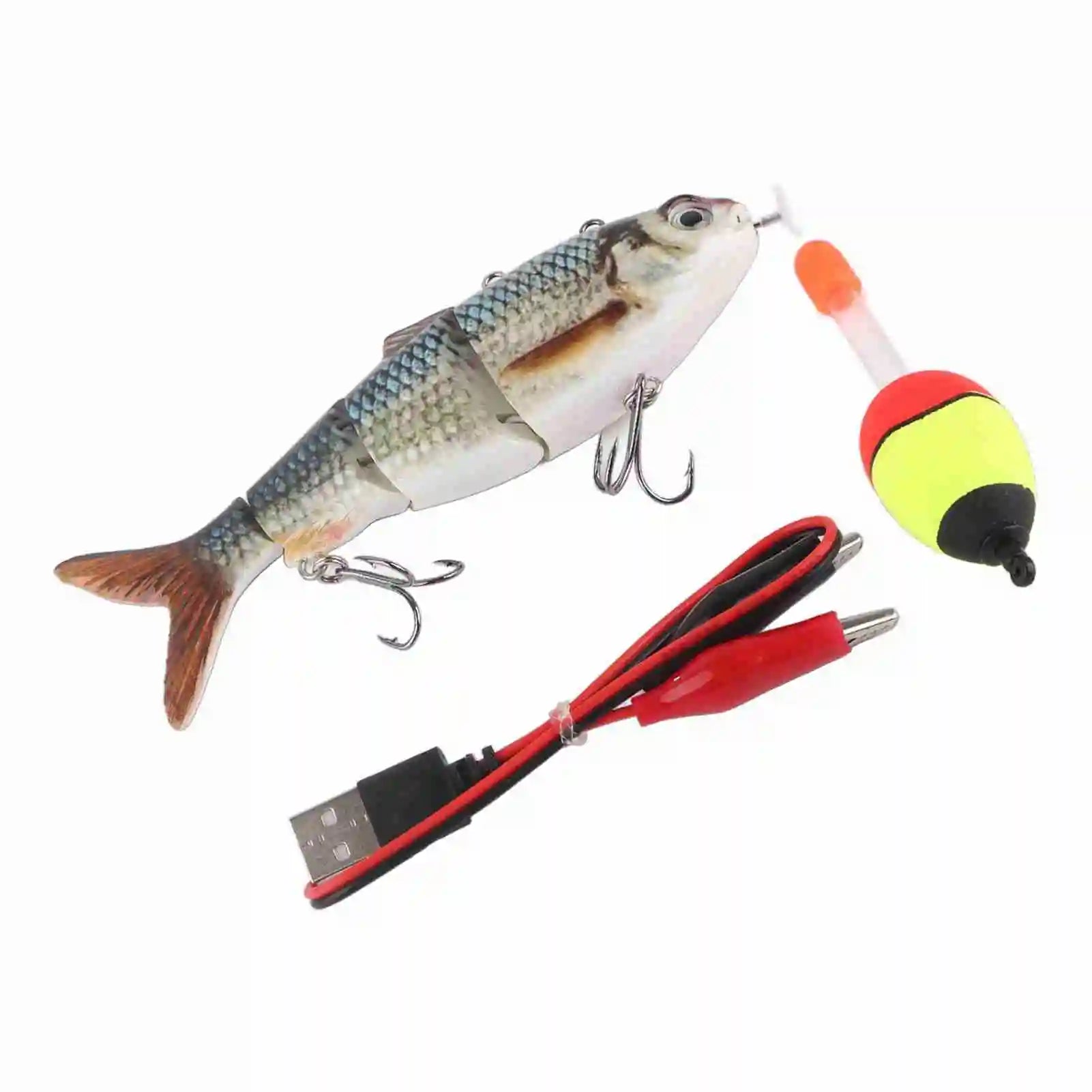 Robotic Swimming Lure Multi Jointed Rechargeable Electric Fishing Lure with Green LED Light Multi Jointed Fishing Lure