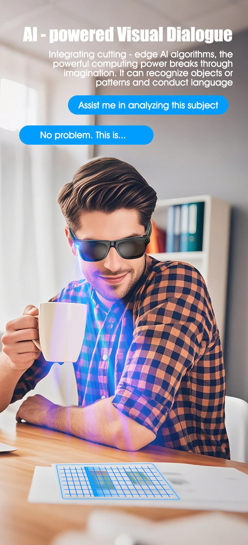 AI Smart Camera Glasses 100MP 260mAh Long-lasting Battery Voice Assistant Control Music Calling Sport Smart Glasses
